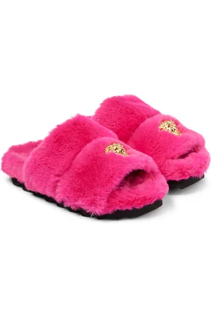 VERSACE Medusa faux fur slides