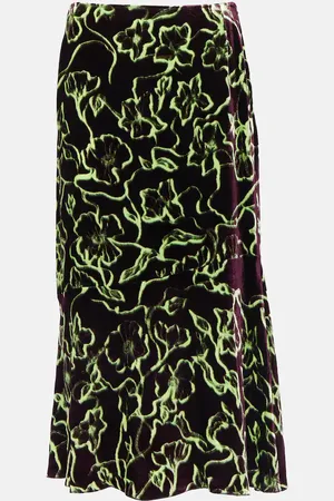 DRIES VAN NOTEN Printed velvet midi skirt