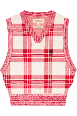 The Animals Observatory Bat checked cotton sweater vest