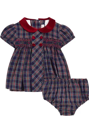 La Coqueta Baby Arcadia checked cotton playsuit