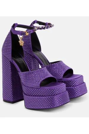 Aldo Grandle Ankle-strap Double Platform Pumps Women's Shoes In Bright  Purple Satin