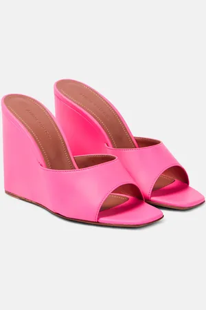 Amina Muaddi Lupita leather wedge mules