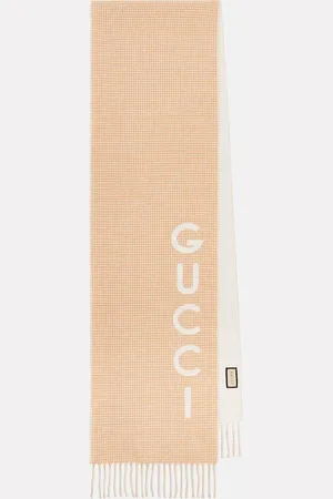 Gucci Logo jacquard wool and cashmere scarf