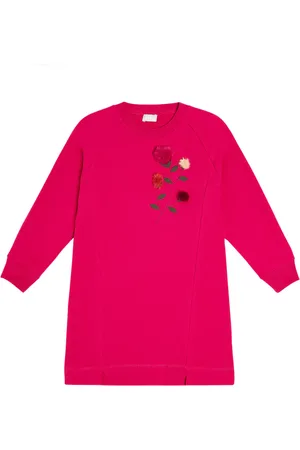 Il gufo Floral-appliquÃ© cotton fleece dress