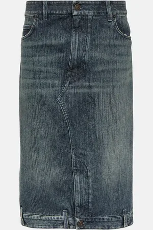 Balenciaga Cotton denim midi skirt