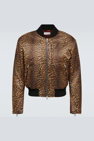DRIES VAN NOTEN Leopard-print satin varsity jacket