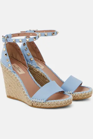VALENTINO GARAVANI Rockstud Double leather espadrille wedges