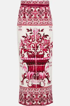 Dolce & Gabbana Majolica silk-blend midi skirt