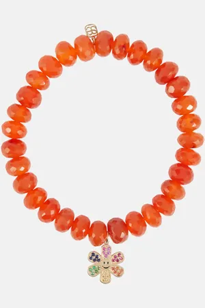 Sydney Evan Daisy 14kt gold and carnelian beaded bracelet
