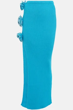 GIUSEPPE DI MORABITO Embellished ribbed-knit midi skirt