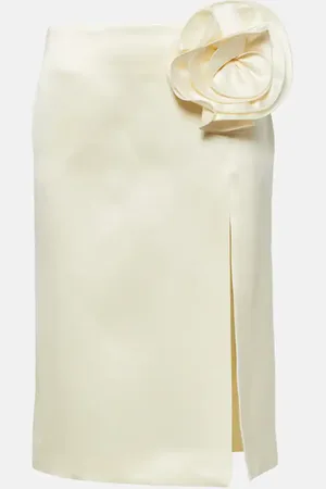 MAGDA BUTRYM Floral-appliquÃ© silk and wool skirt