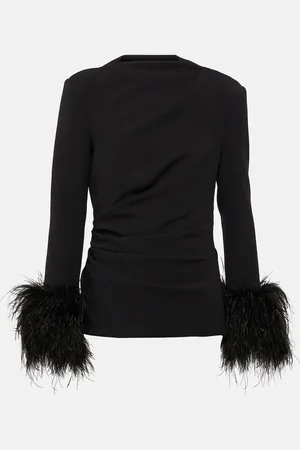 Safiyaa Feather-trimmed top