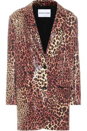 Stand Studio Juniper leopard-print faux leather blazer