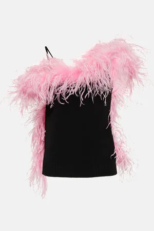 The Attico Feather-trimmed knitted top