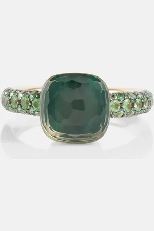 Pomellato Nudo 18kt rose and white gold ring with malachite, prasiolite, and tsavorite