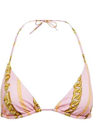 VERSACE Chain-print bikini top