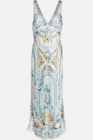 Camilla Embellished floral silk midi dress