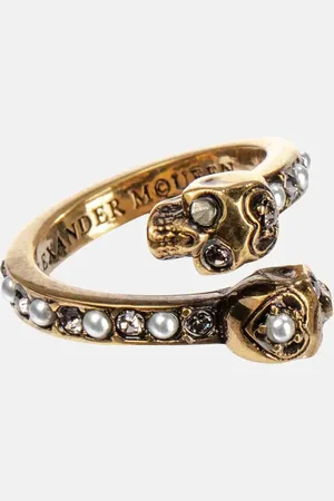 Alexander McQueen Embellished brass ring
