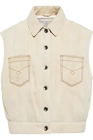 Brunello Cucinelli Embellished suede down vest