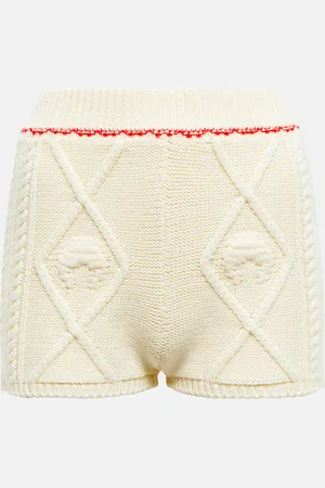 Marine Serre Cable-knit wool shorts