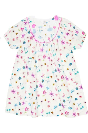 Il gufo Floral cotton embroidered dress