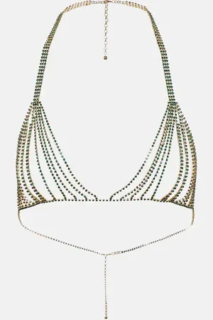 Oseree OsÃ©ree Gem embellished chain bra