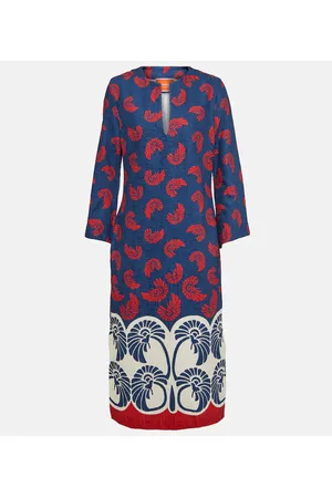 LA DOUBLEJ Capri tiered printed silk-blend twill midi dress