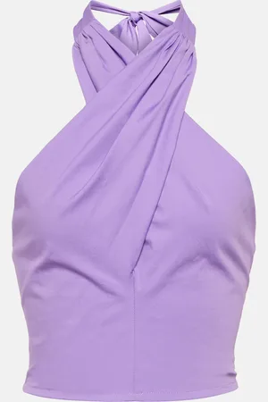 Staud Kai cropped halter-neck cotton top