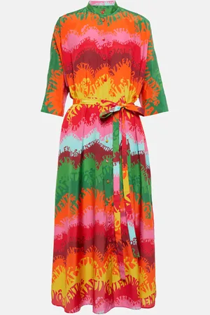 VALENTINO Printed silk and cotton midi dress