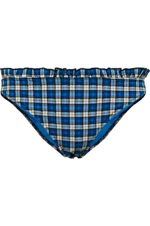 Ganni Checked low-rise bikini bottoms