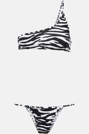 The Attico Printed one-shoulder bikini