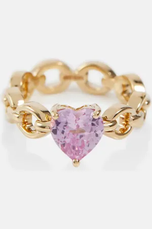 Nadine Aysoy Catena Petite Heart 18kt gold ring with topaz