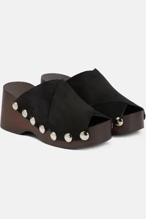 Ganni Embellished suede clogs