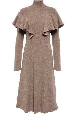 Chloé ChloÃ© Ruffle-trimmed virgin wool midi dress