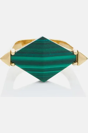 Aliita Deco Rombo 9kt gold ring with malachite
