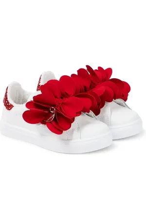 MONNALISA Petal-embellished leather sneakers