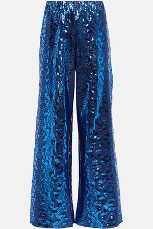 Oseree OsÃ©ree Metallic snake-print wide-leg pants