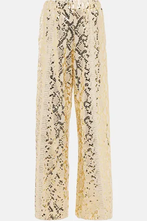 Oseree OsÃ©ree Metallic snake-print wide-leg pants