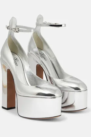 VALENTINO GARAVANI Tan-Go 155 metallic leather platform pumps