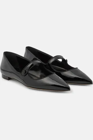Manolo Blahnik Campari patent leather Mary Jane flats