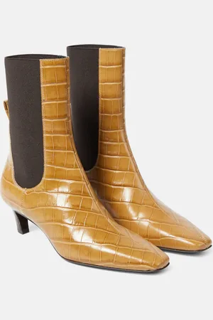 Totême The Mid Heel croc-effect leather ankle boots
