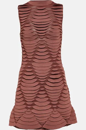Alaïa AlaÃ¯a Snake-effect knit minidress