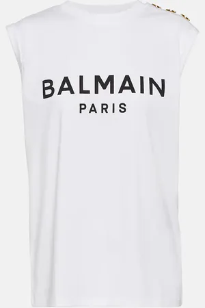 Balmain Logo cotton jersey tank top