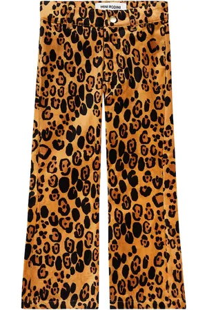 Leopard Print Velvet Flared Trousers