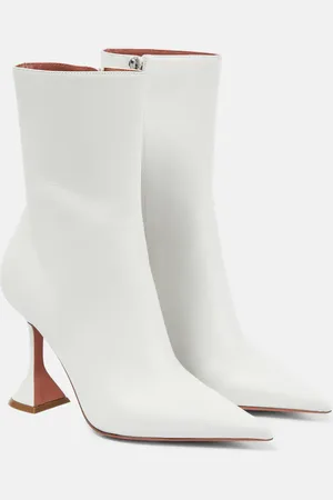 Amina Muaddi Giorgia Glass 95 leather ankle boots