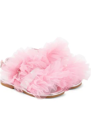 MONNALISA AppliquÃ© tulle and leather sandals