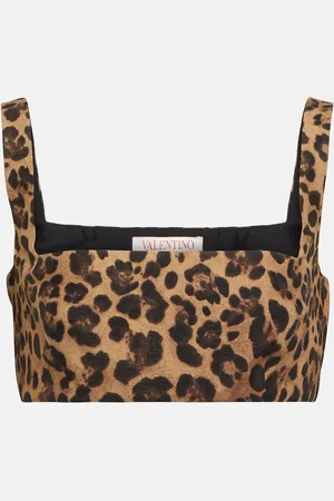 VALENTINO CrÃªpe Couture leopard-print crop top