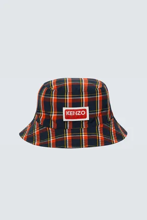 Kenzo Logo checked cotton bucket hat