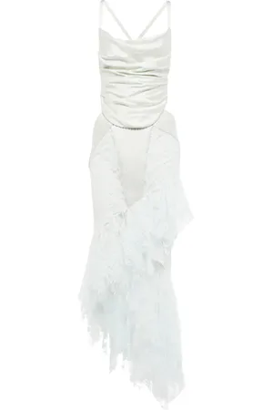 Balmain Lace-trimmed draped midi dress