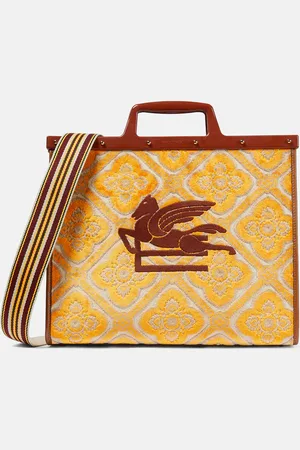 Etro Paisley leather-trimmed tote bag